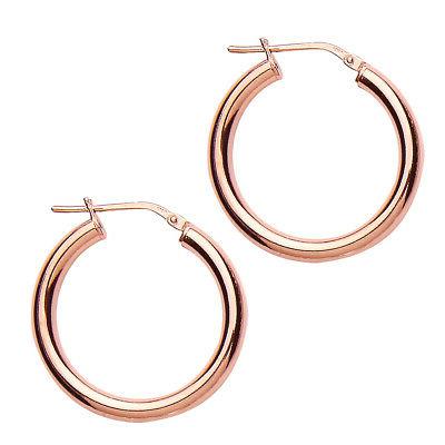 rosa argento rotondo tubo lucidato orecchini a