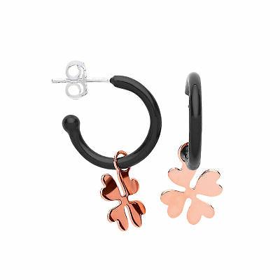 rosa argento smalto nero fortuna 4 quadrifoglio