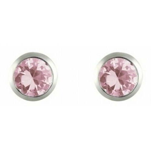 rosa orecchini a lobo argento piercing zirconia