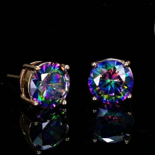 rotondo mystic fuoco pietra cristallo orecchini a