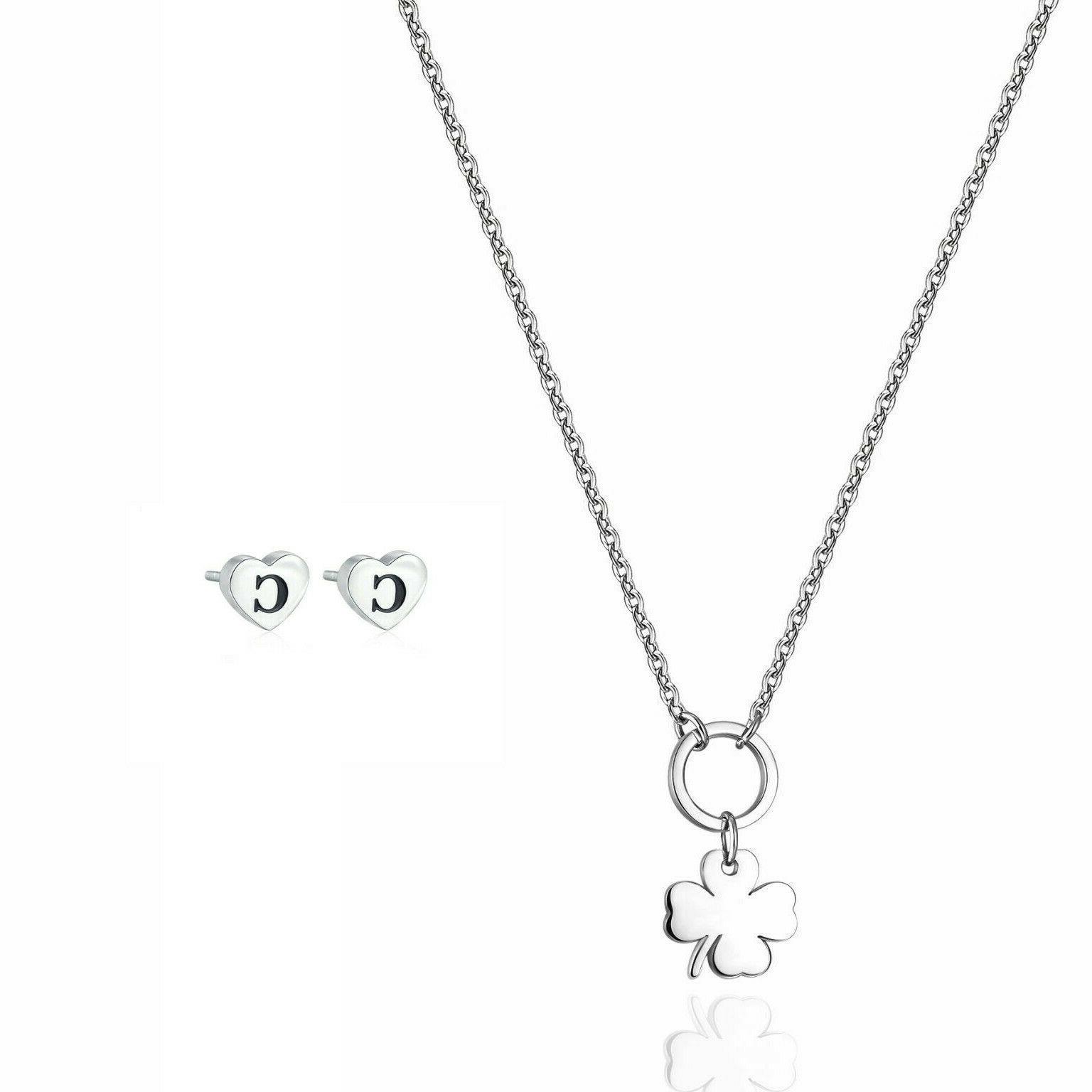 sagapo collana quadrifoglio orecchini lobo lettera c