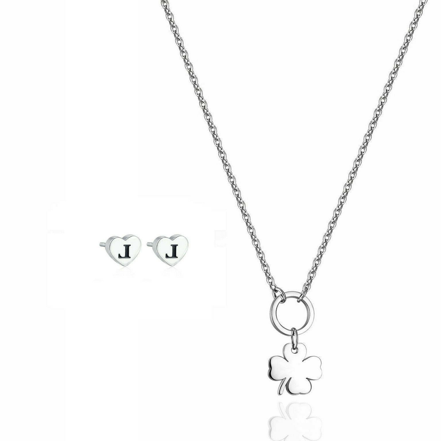 sagapo collana quadrifoglio orecchini lobo lettera l