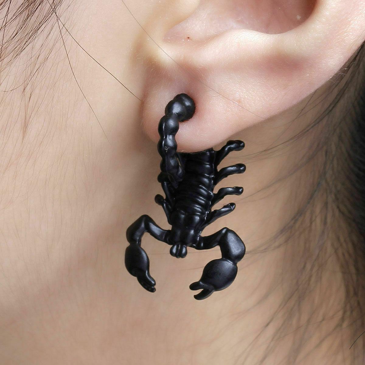 scorpione orecchini 3d nero tono stile bohemien