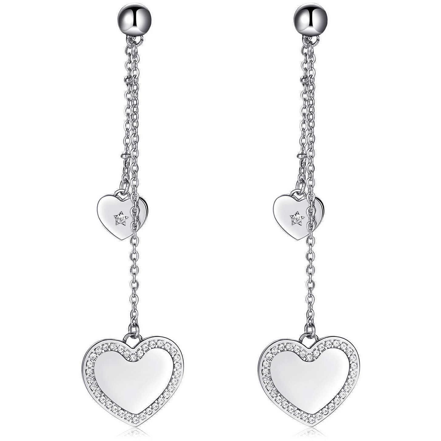 seh21 sagapo orecchini pendenti donna acciaio cuore
