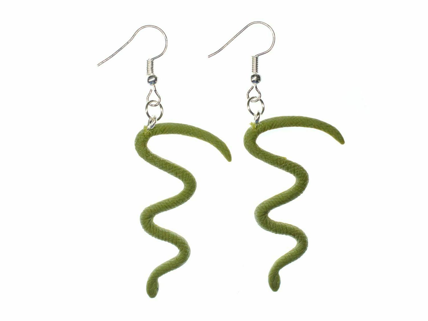 serpente orecchini miniblings serpente gomma 45mm verde
