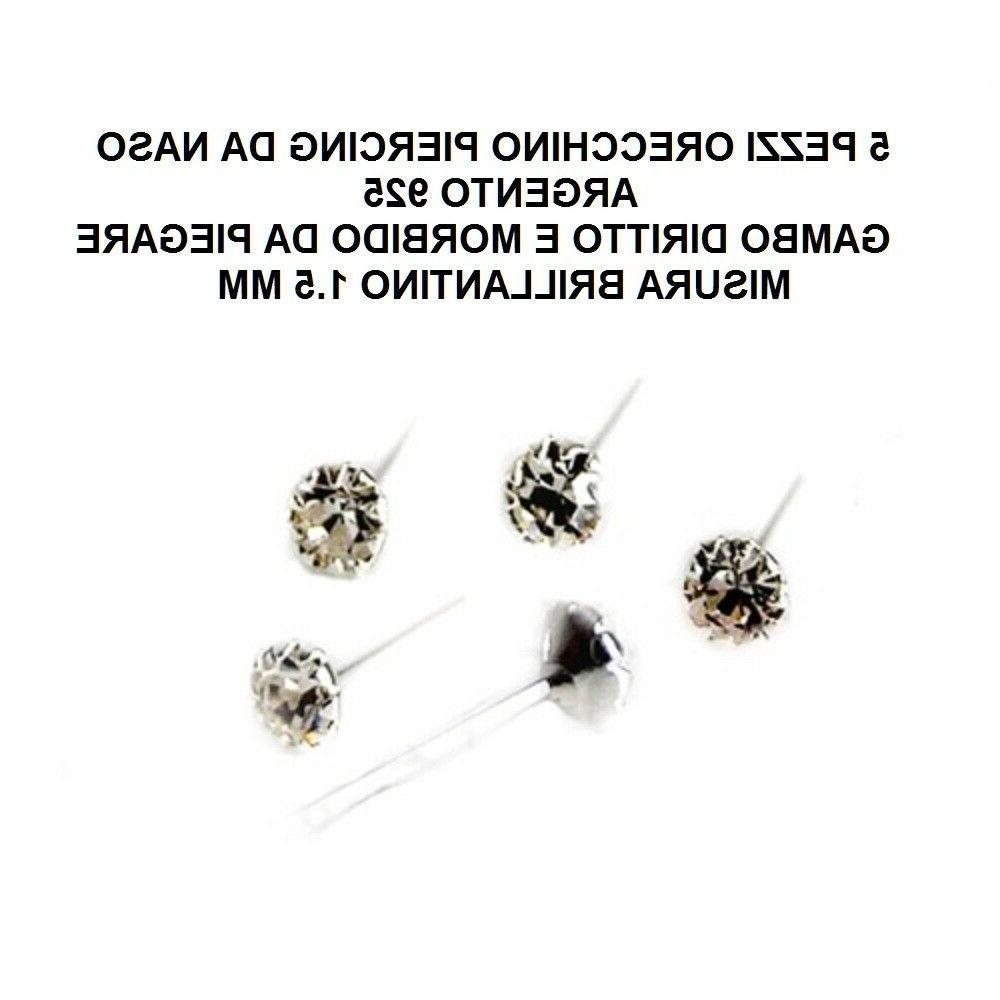 set 5 pezzi piercing orecchini naso 1