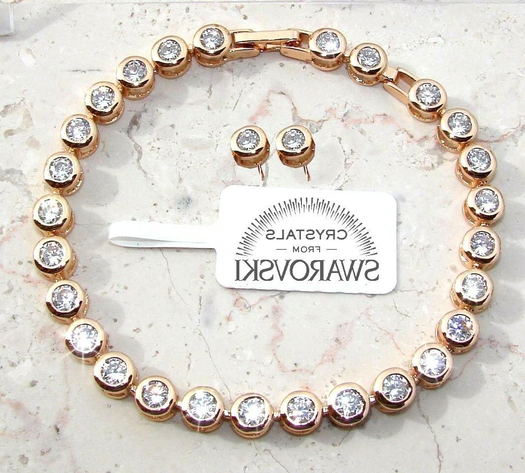 set bracciale tennis orecchini pl oro 18k
