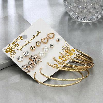 set di 9 paia di orecchini pendenti