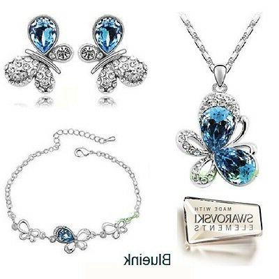 set farfalla collana orecchini bracciale cristall swarovski