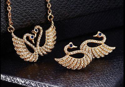 set gioielli cigno collana orecchini collier con