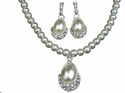 set gioielli orecchini collana sposa perle pendente