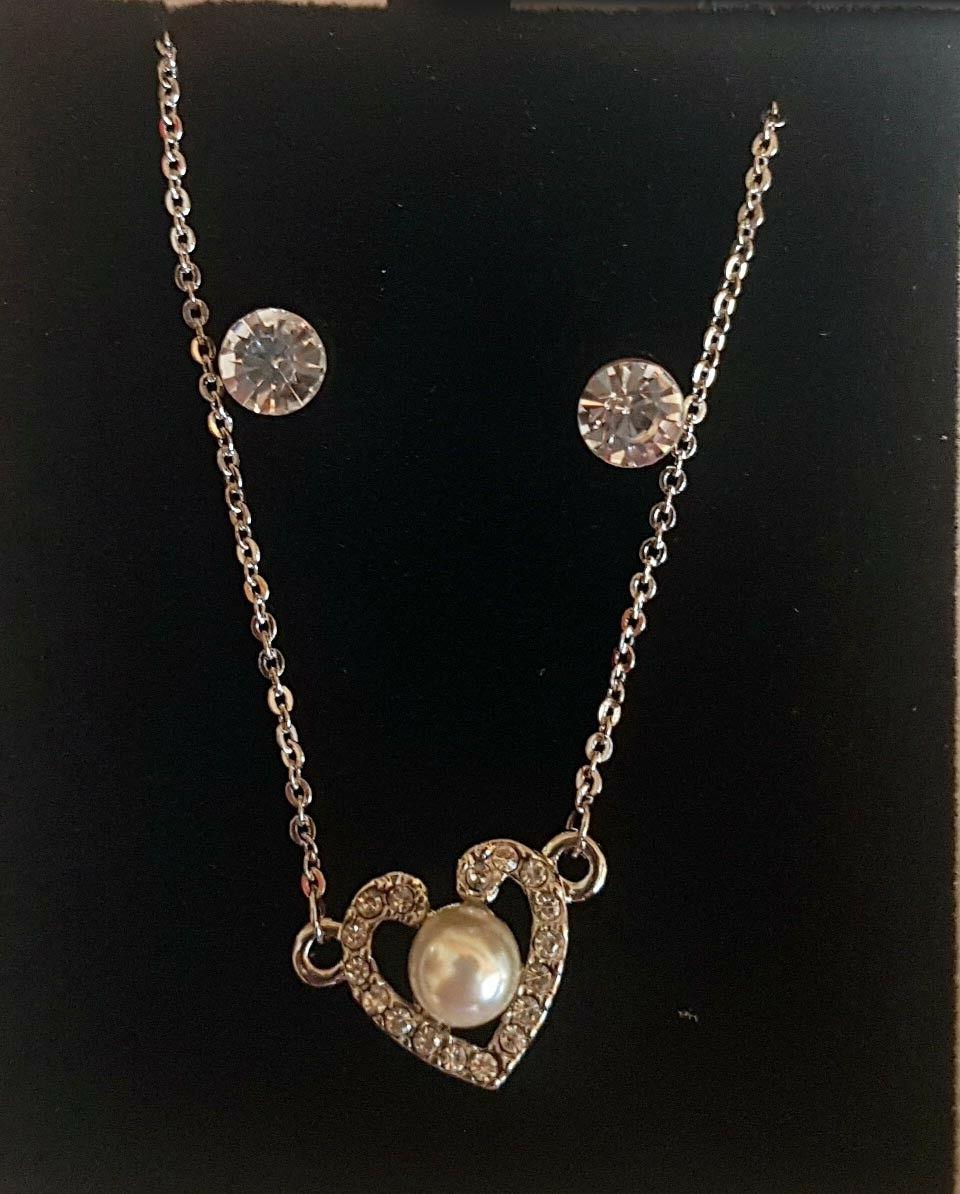 set parure collana e orecchini donna cuore