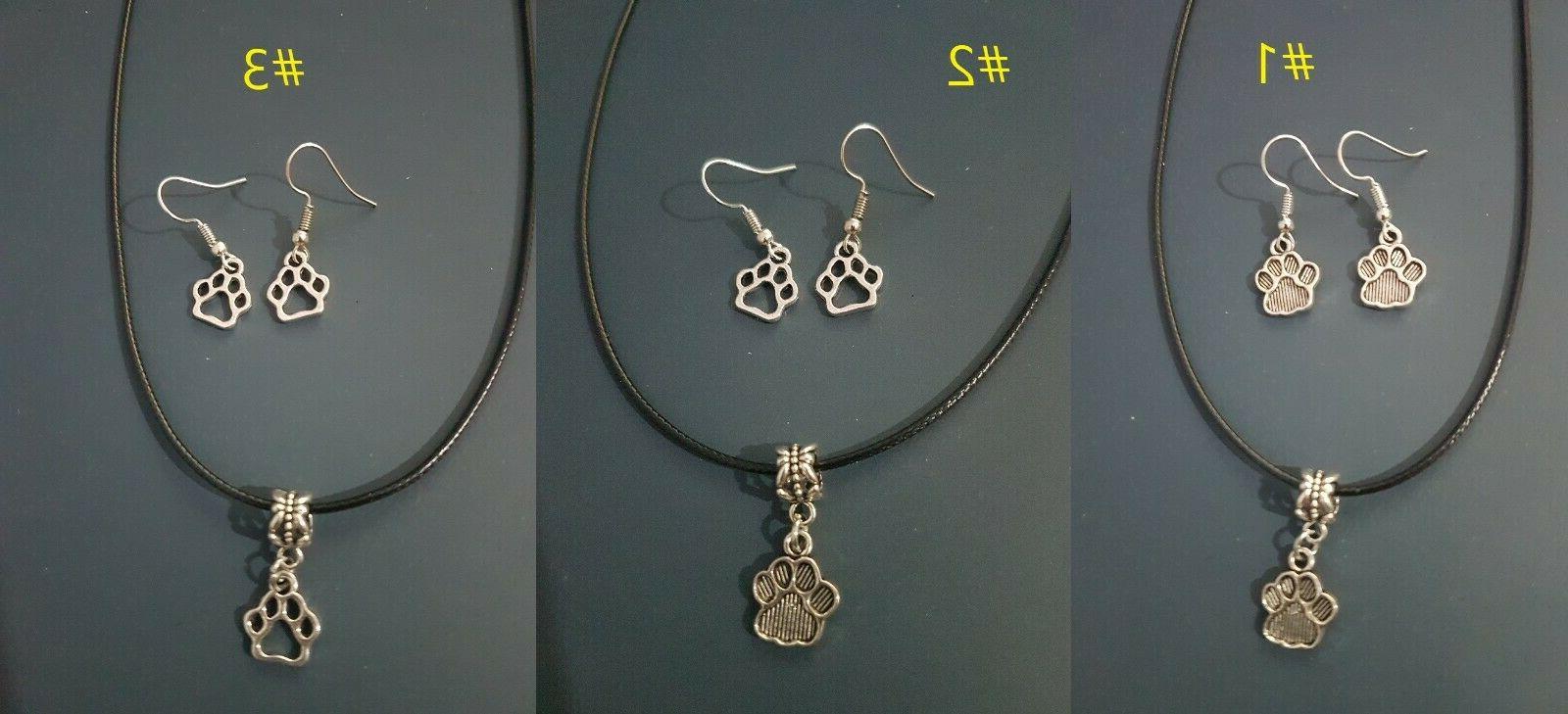 set parure collana orecchini zampa cane ciondolo