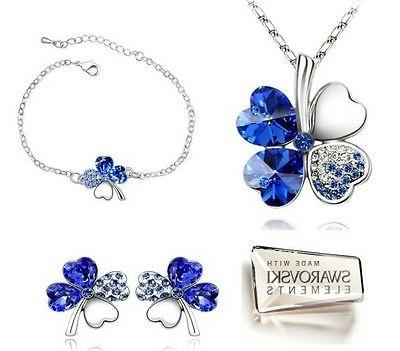 set quadrifoglio collana orecchini bracciale swarovski eleme