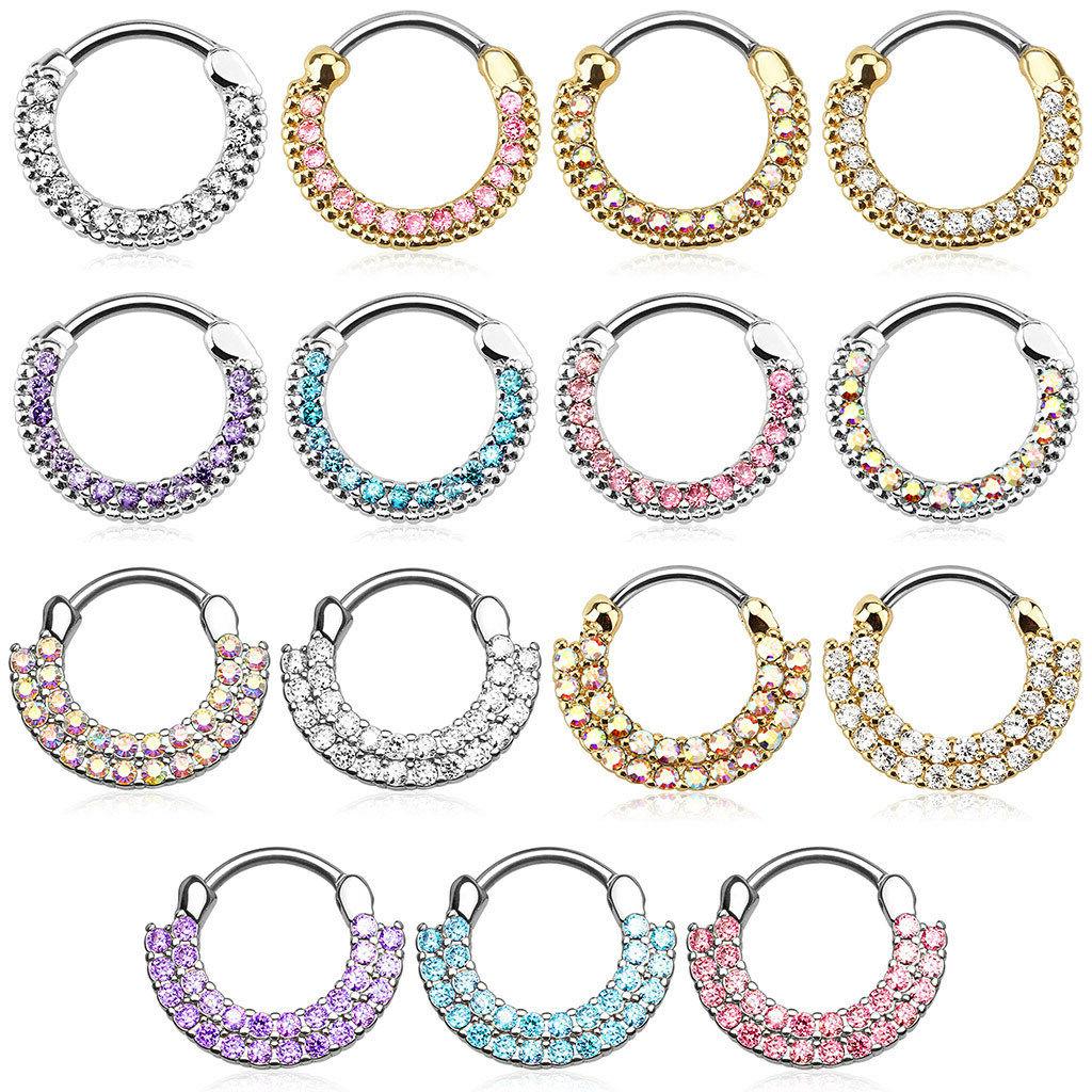 setto anello piercing tragus helix zirconia cristallo