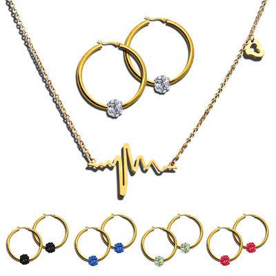 shamballa orecchini con collana a battito catena