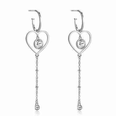 sight orecchini con cuore e cristalli bianchi