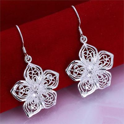 silver plated earrings flower shaped orecchini donna