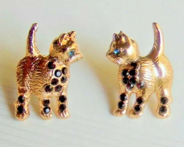 simpatici orecchini gattini in oro 14 kt
