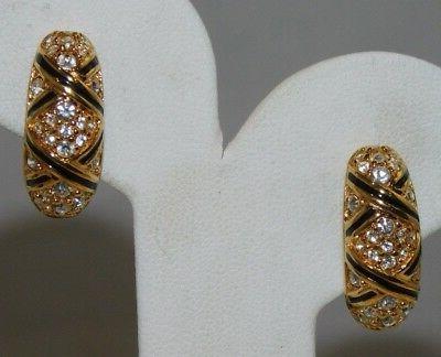 smalto nero cristallo strass mezzo cerchio forato