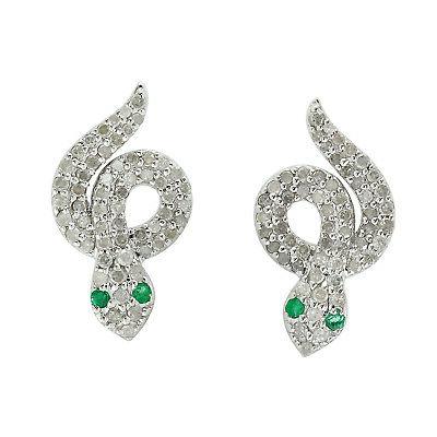 smeraldo 0 78ct pave diamante serpente ciondolo