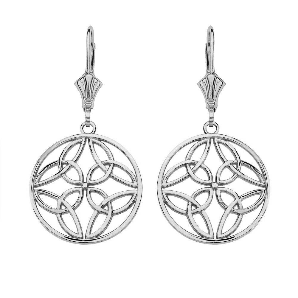 solid 14k oro bianco triquetra trinita nodo