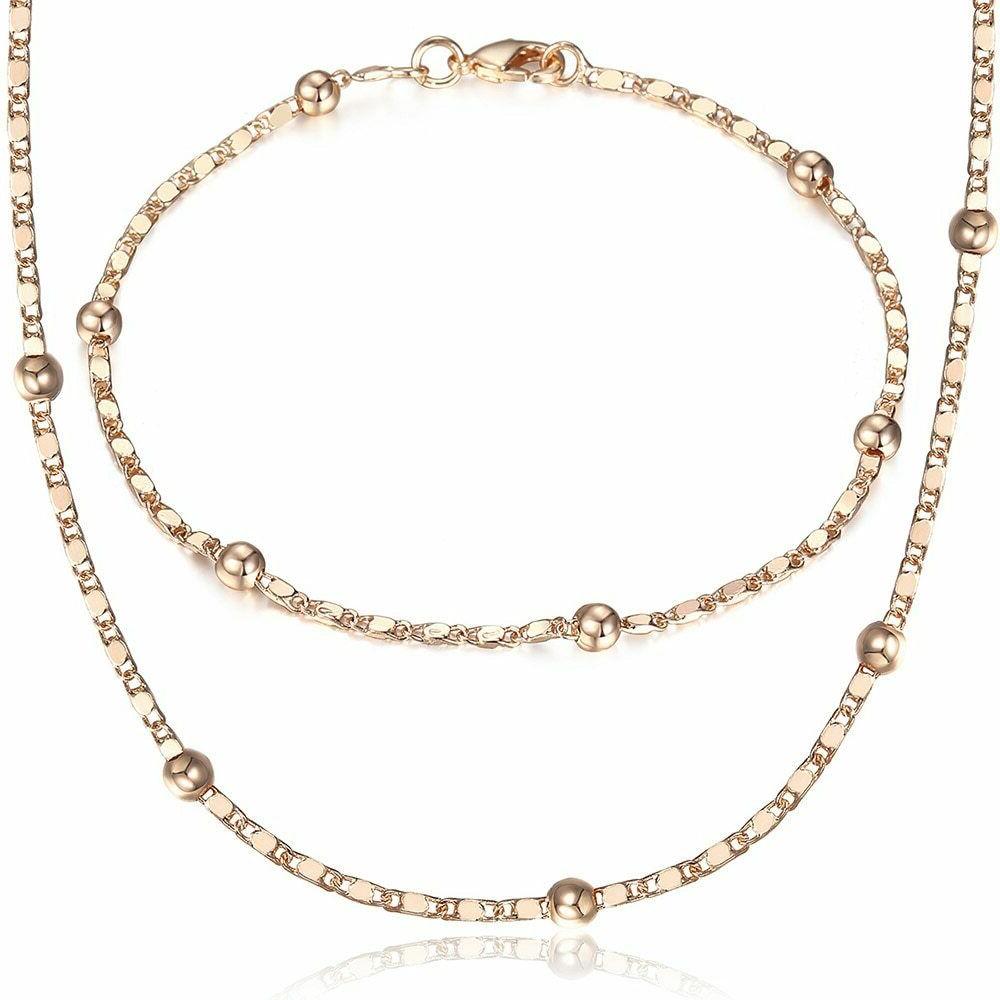 sottile 585 in oro rosa insieme dei