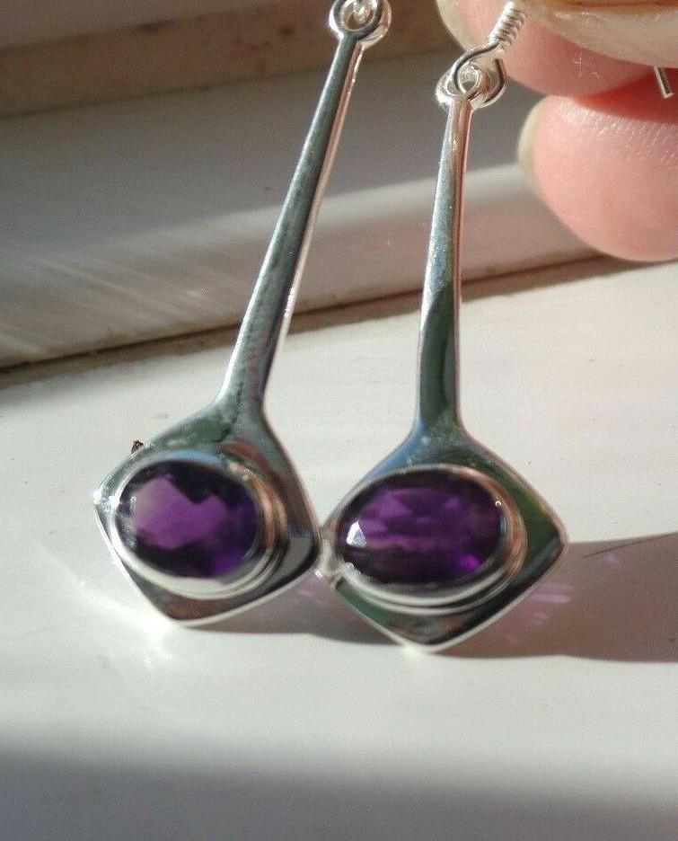 splendido argento sterling e scuro ametista a