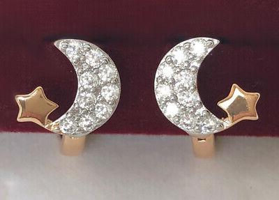 stella luna orecchini a cerchio con cristalli