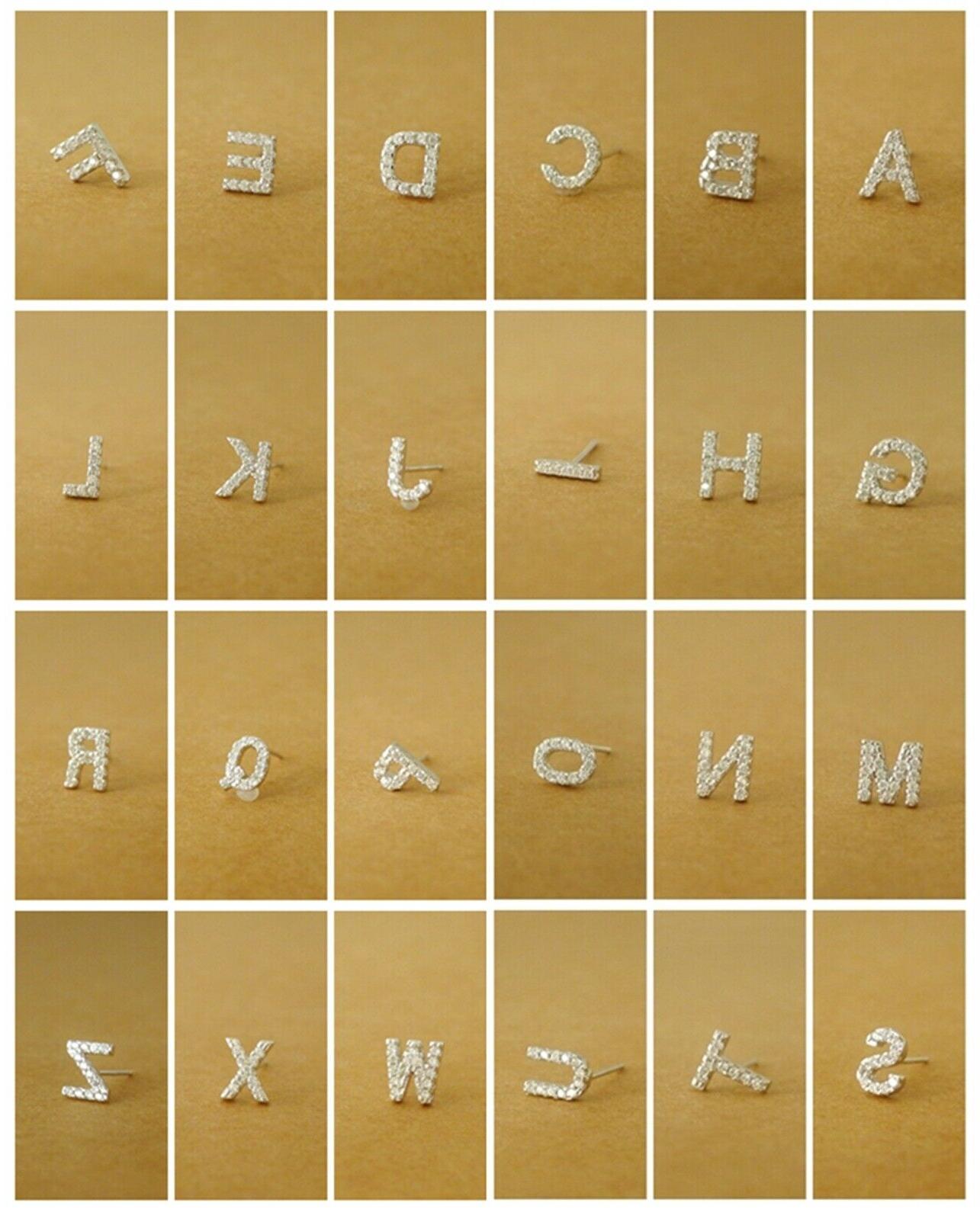 sterling argento pave zirconi iniziale lettera alfabeto