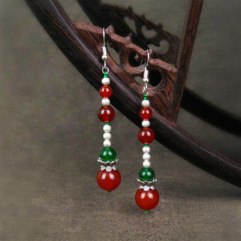 stile vintage orecchini lungo pendenti agata gemma