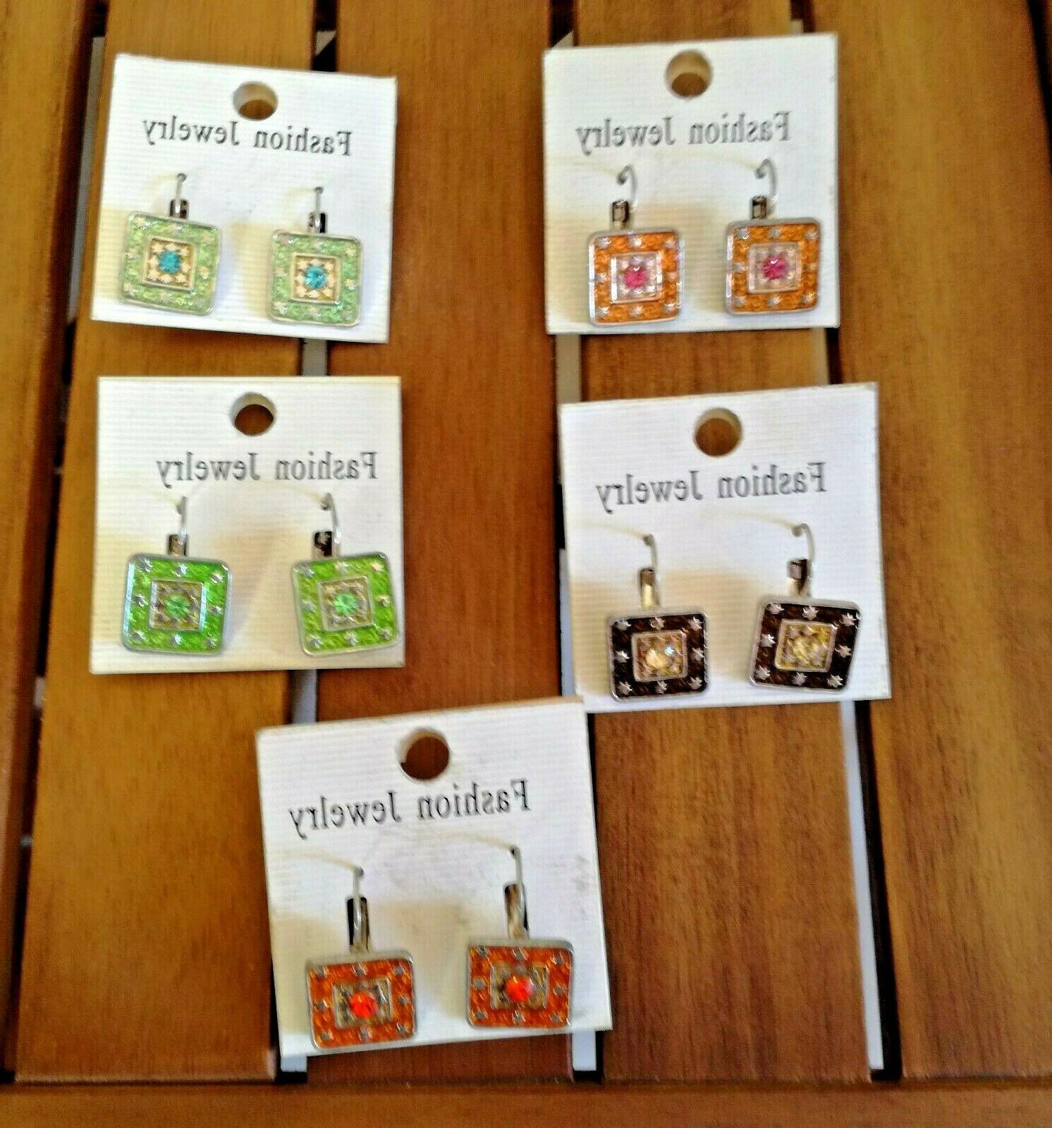 stock 27 orecchini donna pendenti quadrata piccoli