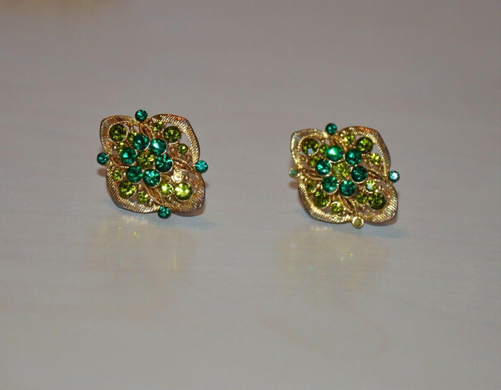 stupendi orecchini verdi vintage alta bigiotteria chiusura