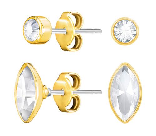 swarovski trasparente cristallo paio di bottone foro