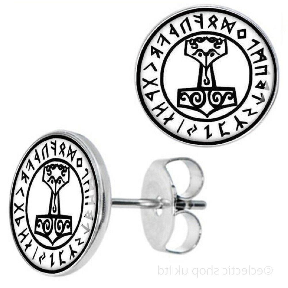 thor martello runa orecchini viking asgard unisex