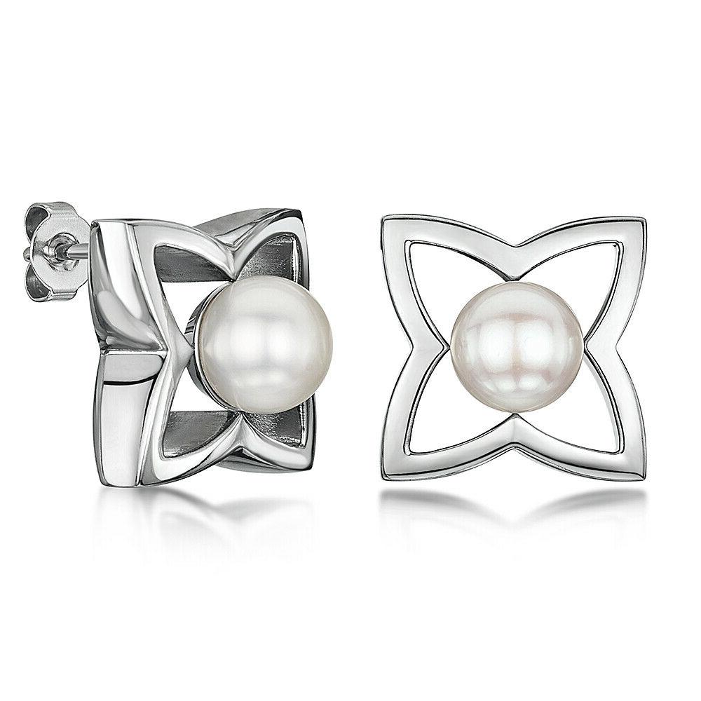 titanio grande orecchini fiori con perle massiccio