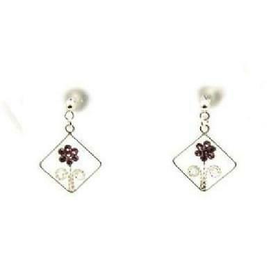 toc argento sterling piccolo ametista fiore orecchini