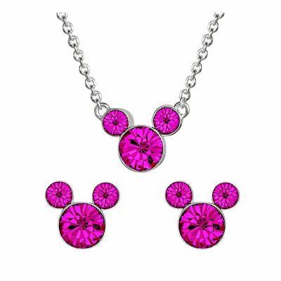 topolino pietra rosa argento sterling collana e