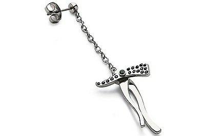 tribe mono orecchino steel acciaio con strass