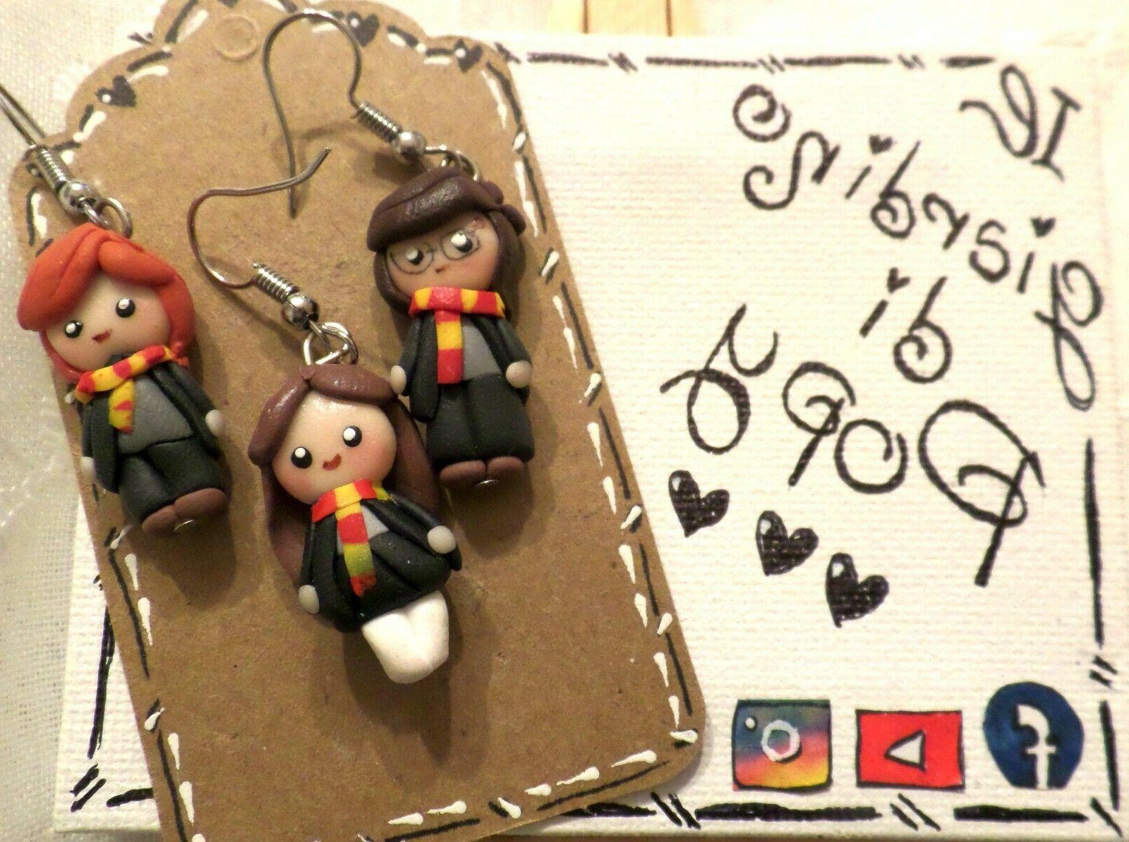 tris orecchini harry potter ron ed hermione