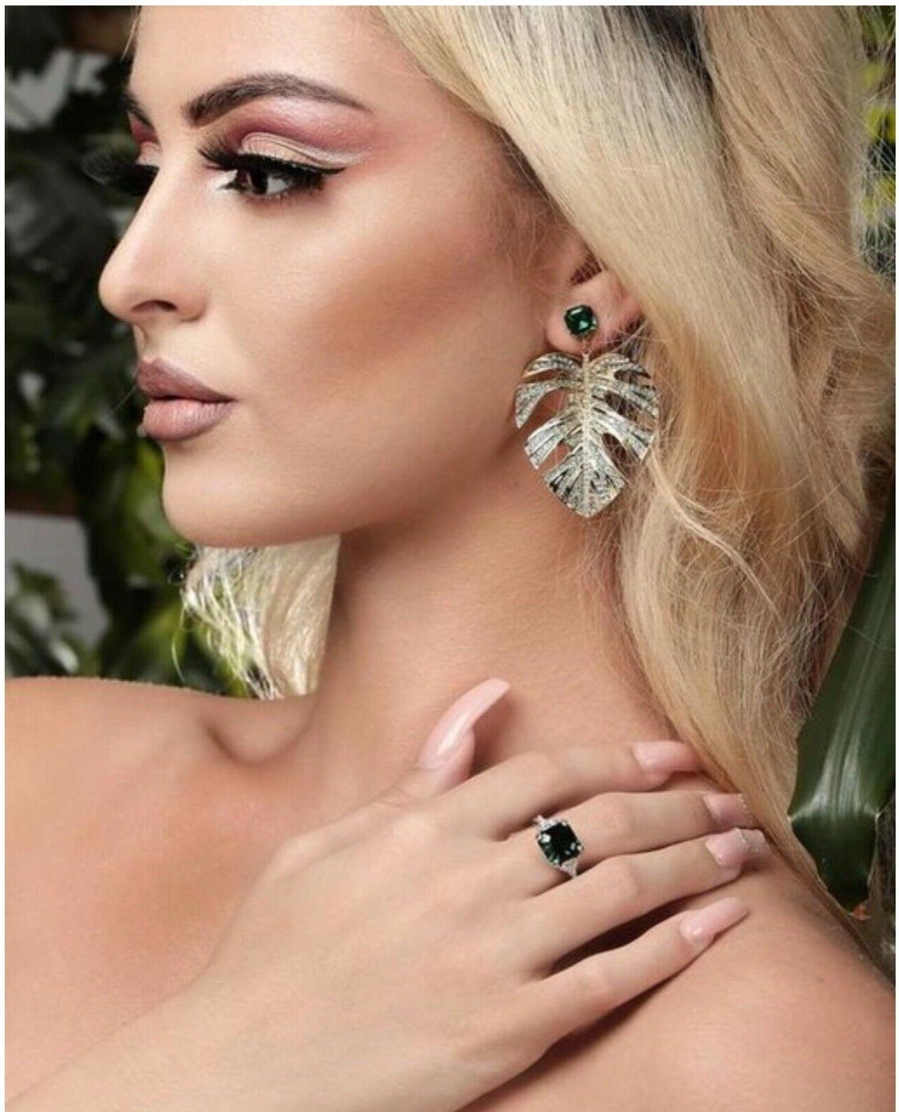 tropicale foglia orecchini a bottone verde color