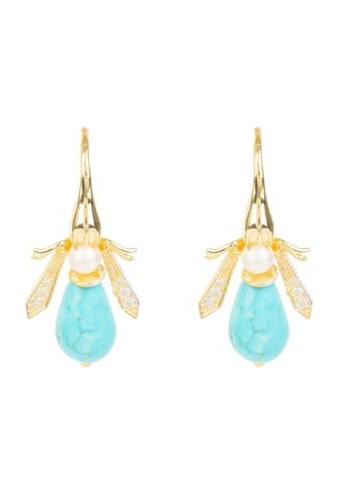 turchese miele ape orecchini oro luce blu