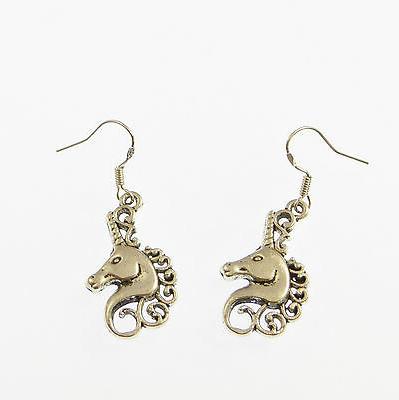 unicorno testa orecchini a goccia argento sterling
