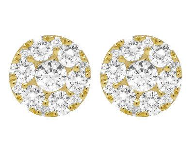 unisex oro giallo vero diamante fiore orecchini