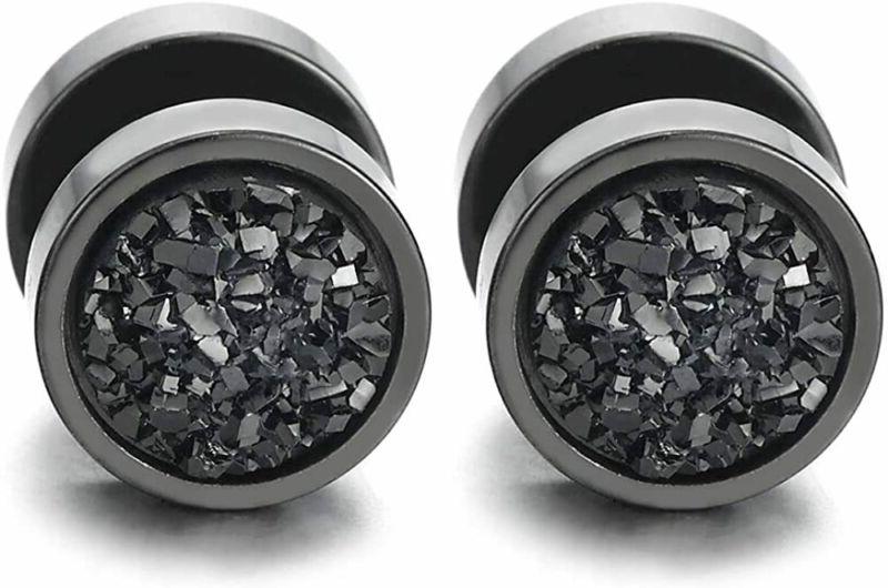 uomo donna 10mm acciaio nero cerchio orecchini