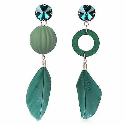 verde smeraldo lusso di legno piuma pendente