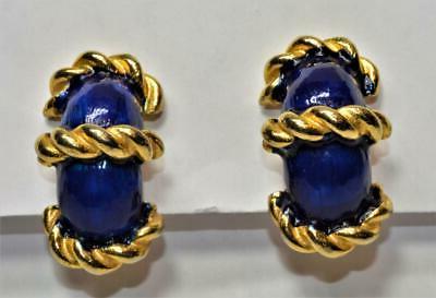vintage firmato color oro blu smalto clip