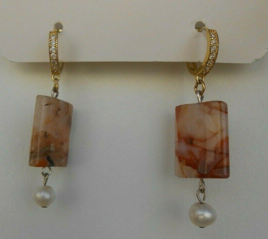 vintage orecchini pendenti argento 925 quarzo rosa