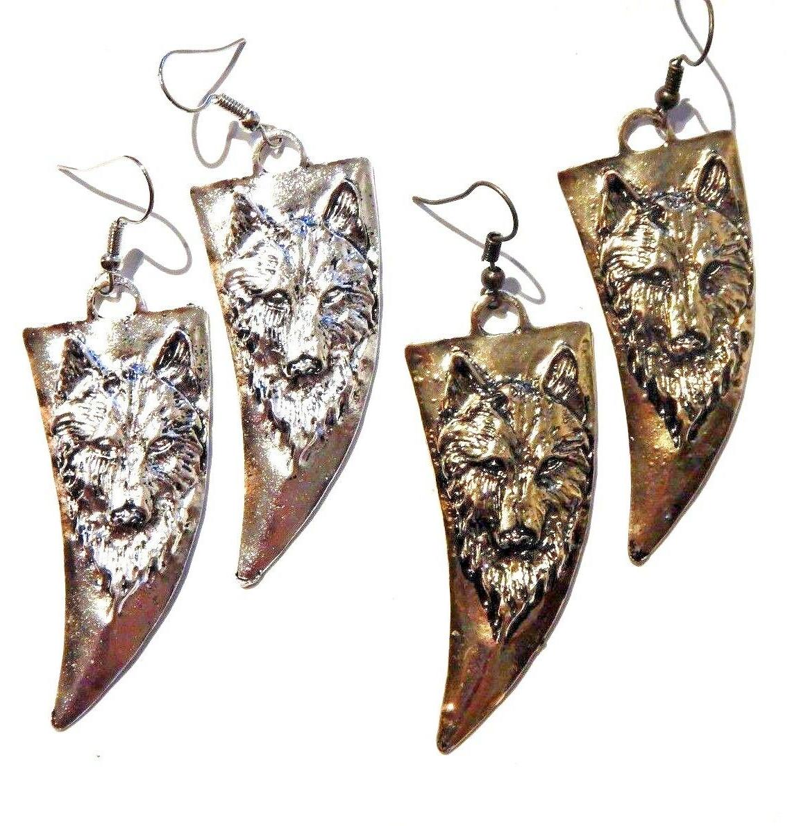 wolf fang orecchini dente piedini boho ciondolo