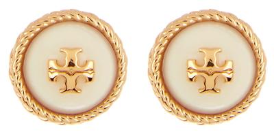 women s rope logo pearl stud earrings